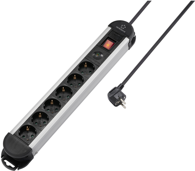 Renkforce RF-6417718 Überspannungsschutz-Steckdosenleiste 6fach Schwarz, Aluminium Schutzkontakt 1 St. (RF-6417718)