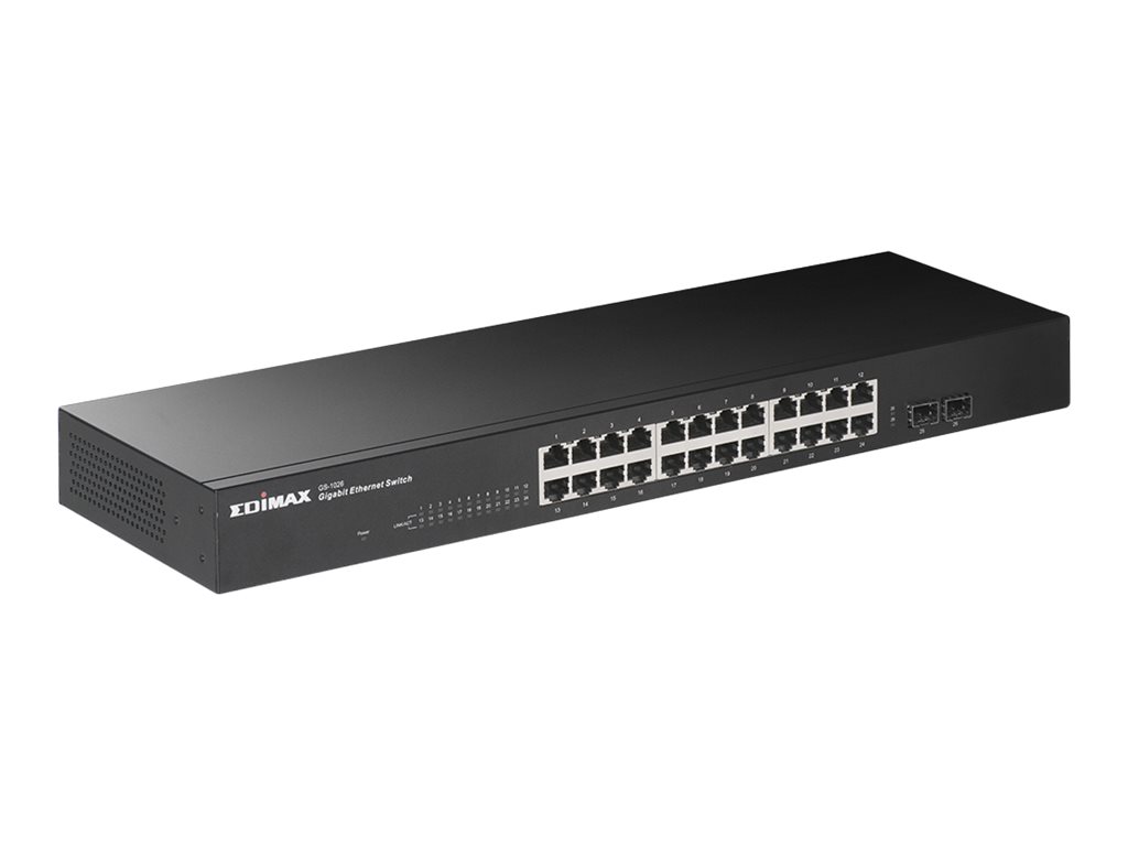 Edimax GS-1026 V3 Gigabit Ethernet Switch 24x RJ-45 + 2x SFP 52 Gbps Schwarz
