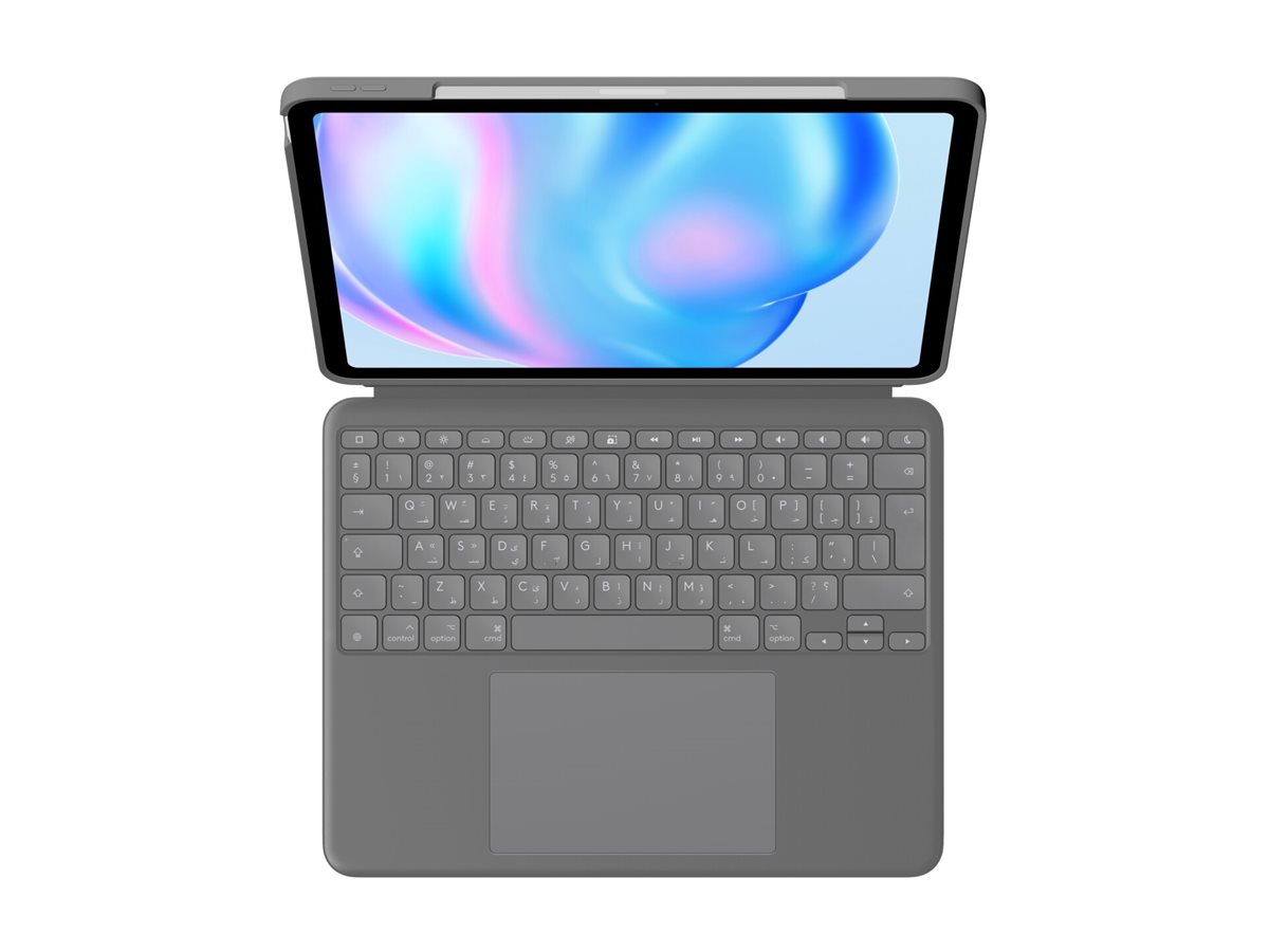 Logitech Combo Touch Tastatur und Foliohülle mit Trackpad QWERTY Oxford Gray