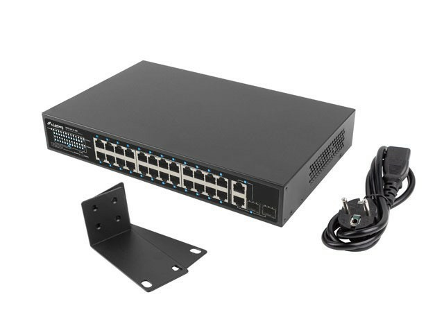Lanberg RSFE-24P-2C-360 24-Port Fast Ethernet PoE+ Switch 360 W Unmanaged 19" Rack Schwarz