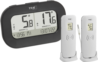 TFA Dostmann DOUBLE-CHECK Funk-Thermometer digital Schwarz (30.3073.01)