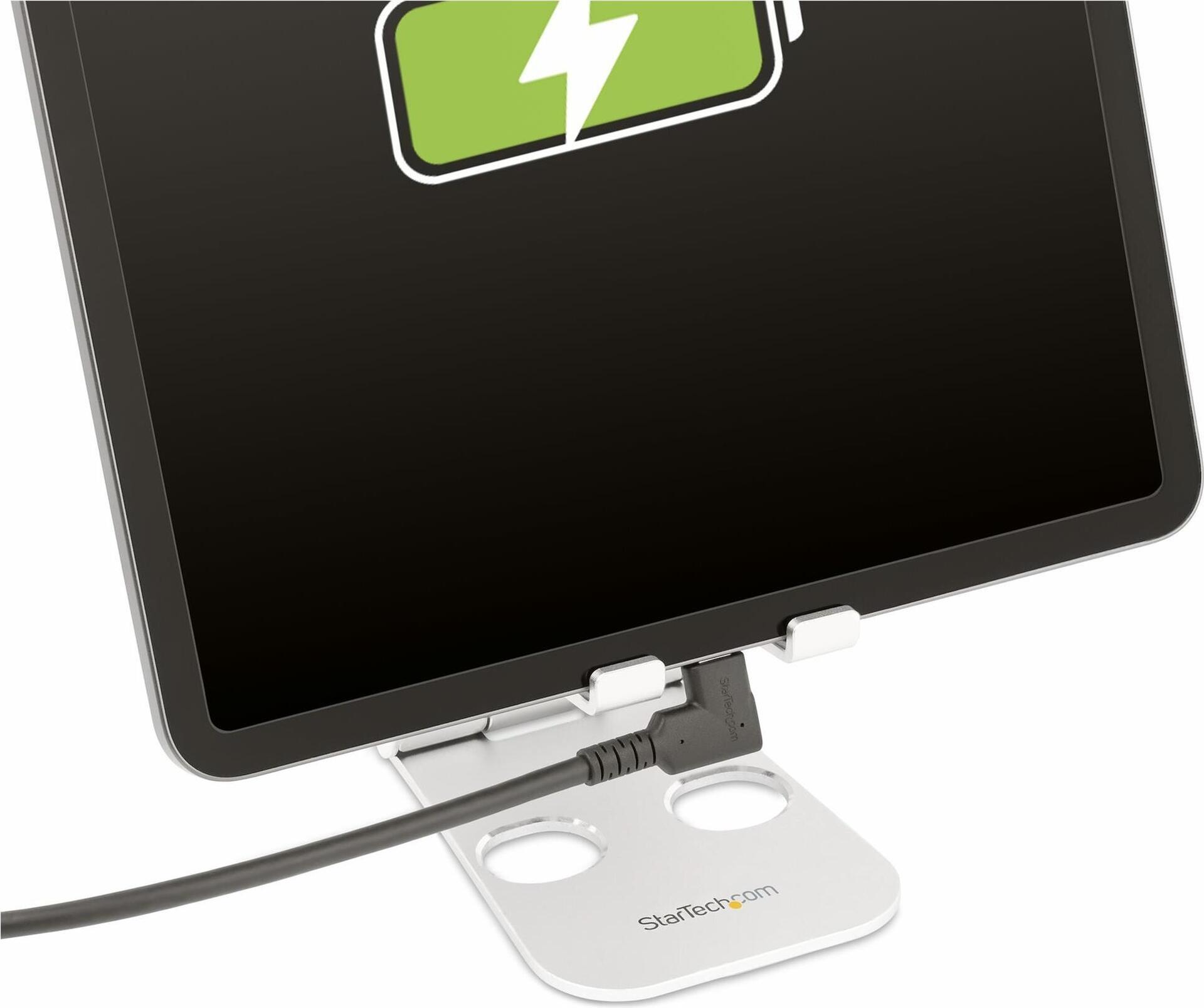 StarTech.com USB-C Kabel 0,5 m Rechtwinklig, USB 3.2 Gen 2 (10 Gbit/s), 100W Power Delivery, 4K 60Hz DP Alt Mode, Robust - Schwarz