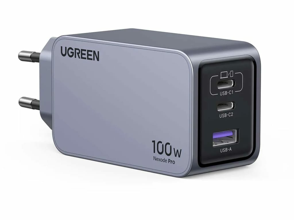 Ugreen Nexode Pro 100W GaN Ladegerät mit USB-C Kabel Schwarz, Grau