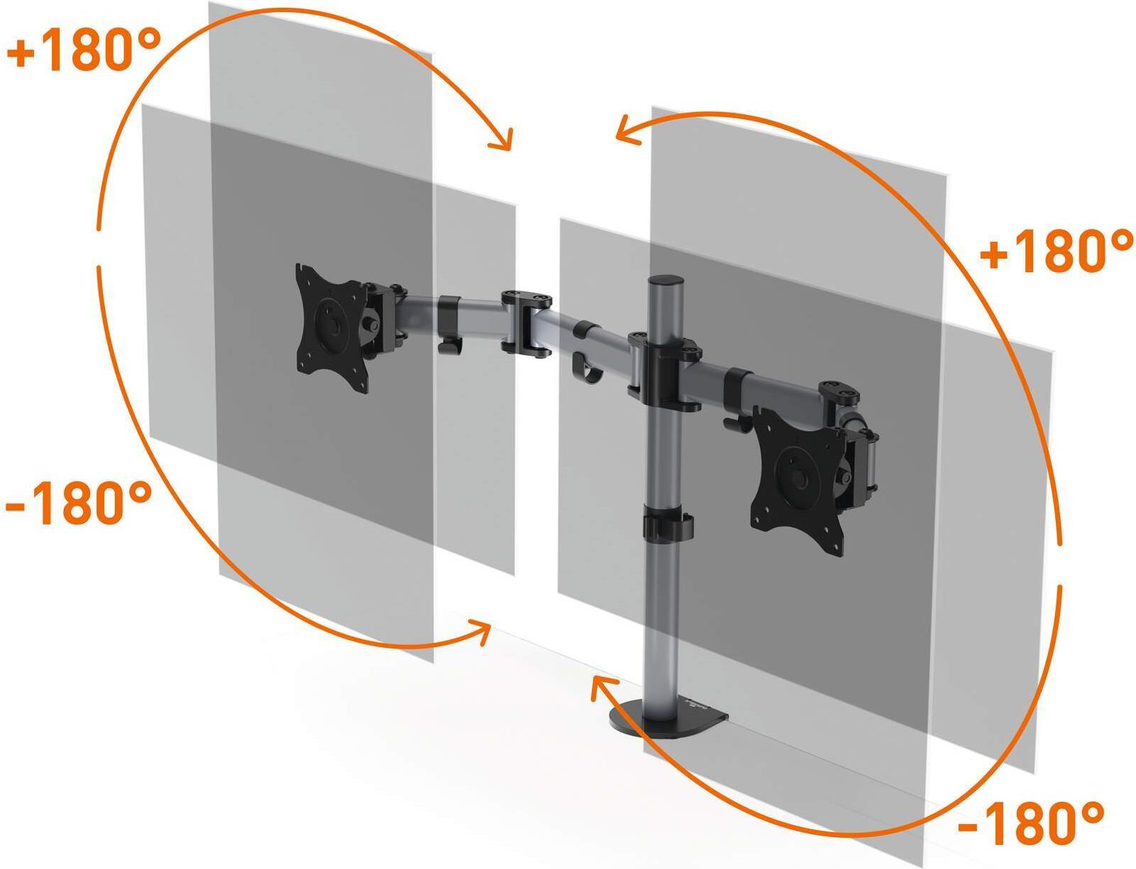 DURABLE SELECT Monitorhalterung für 2 Monitore Tischbefestigung 13"-27" Silber