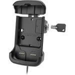 RAM Mounts Form-Fit Halteschale (Schlüsselverriegelung) für Honeywell CT50, CT60 & CT60 XP Diese RAM Mounts Form-Fit (Schlüsselverriegelung) Halteschale ist für das Honeywell CT50, CT60 & CT60 XP geeignet. Zur Einlage wird der obere Teil der Halteschale nach oben gedrückt und das passende Gerät eingelegt.Dank der Sprungfeder gestützten Konstruktion liegt das Gerät fest und sicher in der Halteschale und wird zusätzlich über USB-A aufgeladen.Die Rückseite der Gerätehalteschale ist für die Aufnahme einer Diamond (Trapez) Basisplatte (nicht im Lieferumfang enthalten) vorbereitet.Produktmerkmale RAM-HOL-HON7KLU:Sprungfeder-Konstruktion für leichtes Einlegen und einfache EntnahmeLadefunktionStift-Clip HalterungAbschließbar mit SchlüsselAnschlussbuchse: USB-A 2.0Eingangs-Kabellänge: 125 cmZusätzlicher Hinweis: Abgebildete Geräte gehören nicht zum Lieferumfang.Es wird ausschließlich die RAM-HOL-HON7KLU Halteschale geliefert. (RAM-HOL-HON7KLU)
