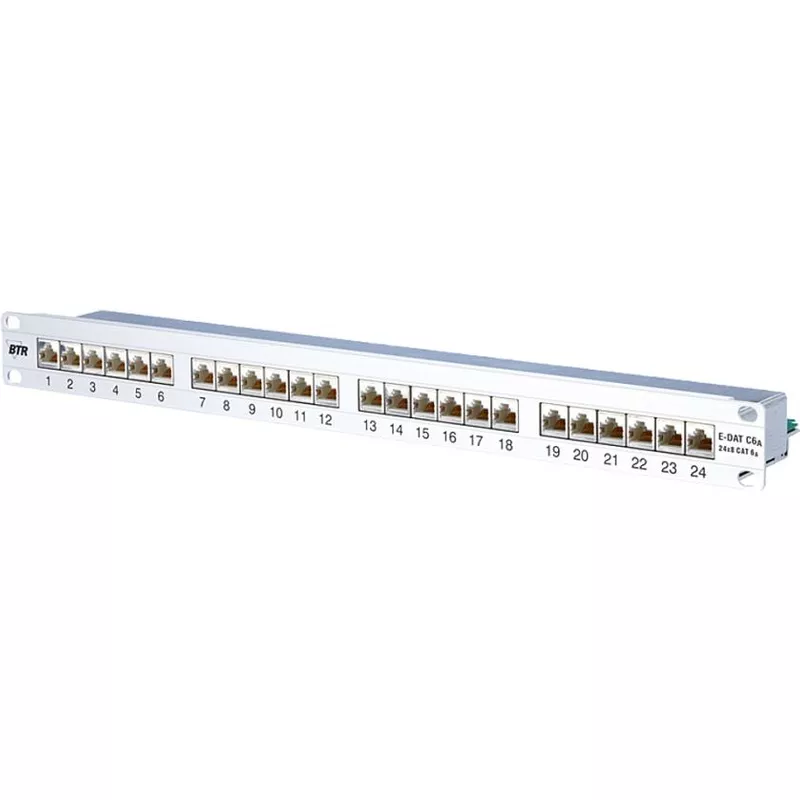 BTR Patchfeld E-DAT C6A, Cat.6A, 24 Port, 19", silber eloxiert (130855C-E) (B-Ware)