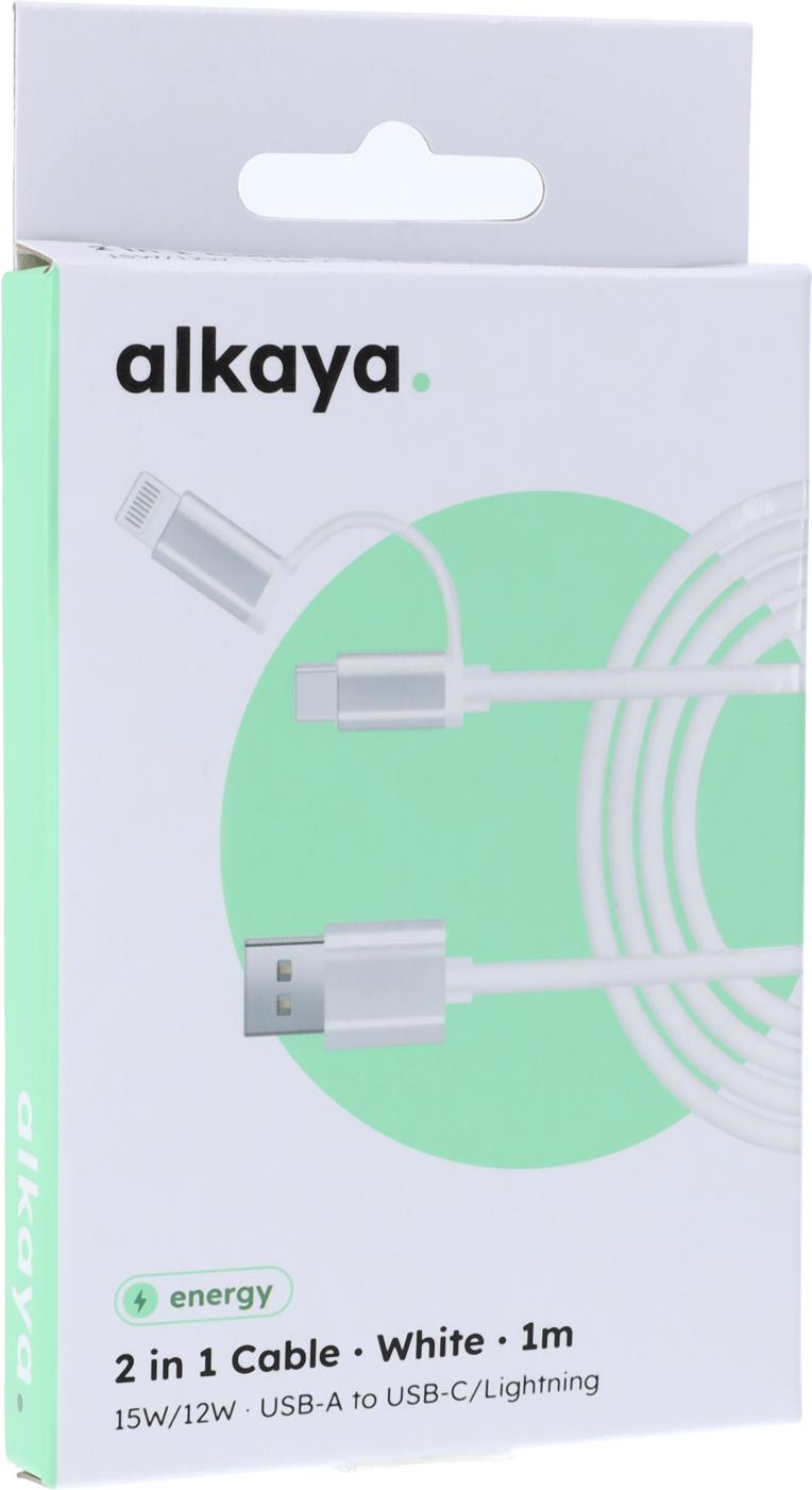 alkaya Speed Flex 2 in 1 Datenkabel Hochglanz 15W/12W 1 m weiss (CL-60027)