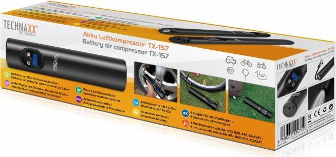 Technaxx 4906 Kompressor 8 bar Aufbewahrungs-Box/-Tasche, Digitales  Display, Inkl. 1 Akku, mit Arbeitslampe, Automatische Abschaltung, 12 und  230 V
