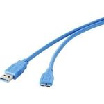 Renkforce USB 3.0 Anschlusskabel [1x USB 3.0 Stecker A - 1x USB 3.0 Stecker Micro B] 0.30 m Blau vergoldete Steckkontakte Renkforc (1421511)