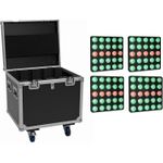 EUROLITE Set 4x LED Pixel Matrix Panel 5x5 RGB/WW + Flightcase mit Rollen