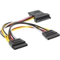 InLine® SATA Stromadapterkabel, SATA St/Bu an 2x SATA St, 15cm (29681)