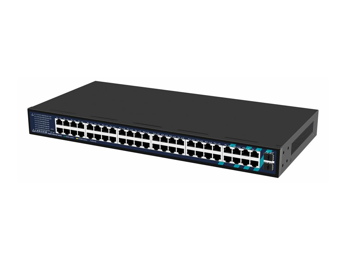 Lanview Unmanaged Gigabit Ethernet Switch 48-Port RJ45 + 2x SFP Schwarz