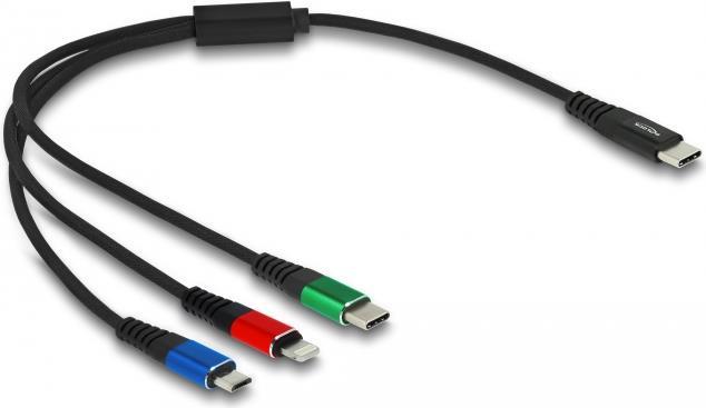 DELOCK 3 in 1 - Kabel nur zum Laden - USB-C männlich zu Micro-USB Typ B, Lightning, USB-C männlich (