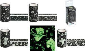 HEYDA Deko-Klebeband Glow in the dark "Geist" aus Papier, Farbe: nachtleucht-gelb / schwarz, - 1 Stück (203584324)