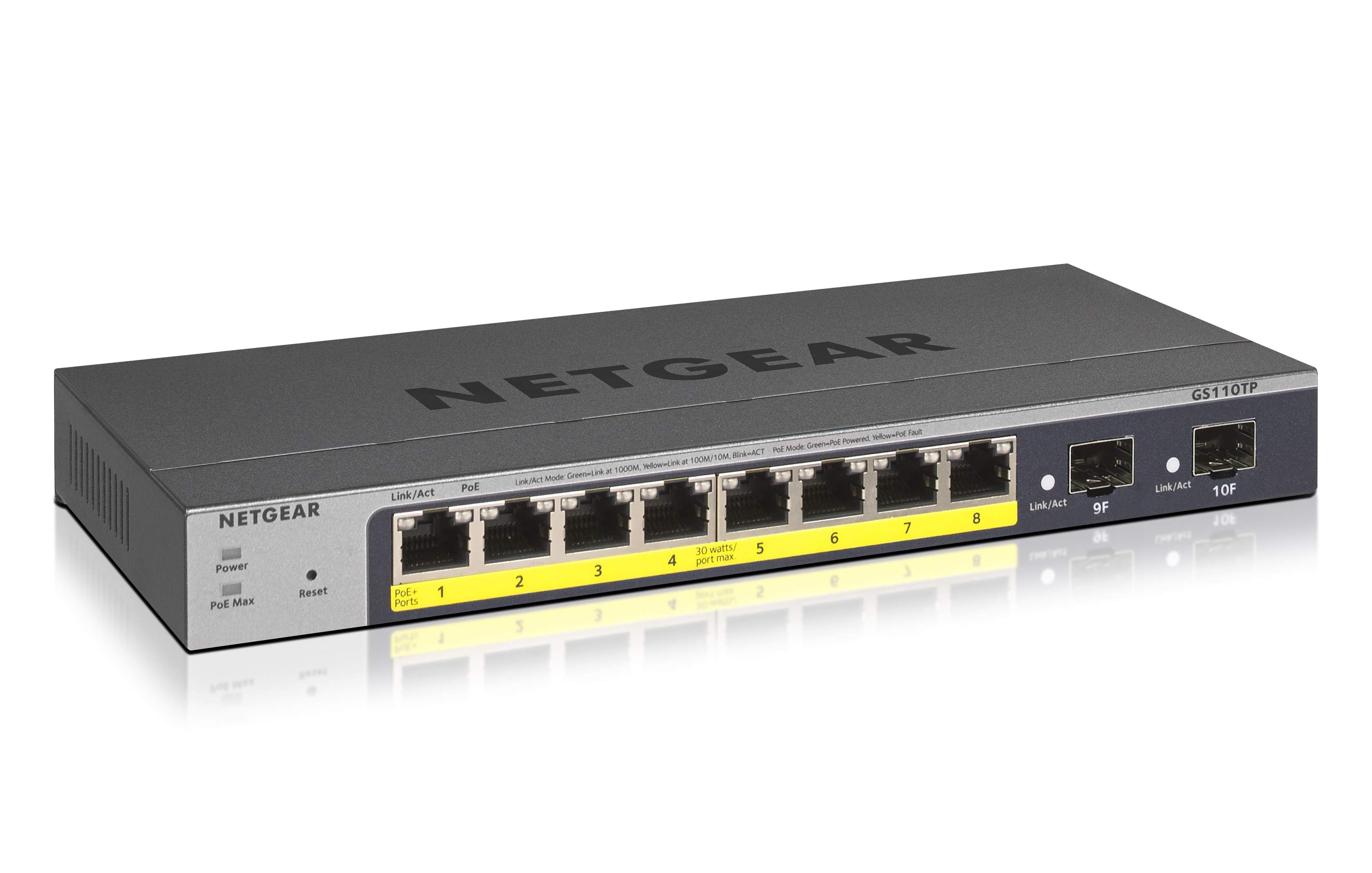 NETGEAR Smart GS110TPv3 Switch 8 Ports PoE+ 2 SFP Grau