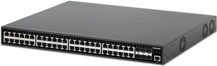 INTELLINET 54-Port L2+ Fully Managed PoE+ Switch mit 48 Gigabit Ports und 6 SFP+ Uplinks IEEE 802.3at/af (PoE+/PoE)-konform, PoE-Leistungsbudget 450 W, Layer 2+/Layer 3 Lite, 6 x 10G SFP+ Ports, 48,30cm (19") Rackmount (561969)