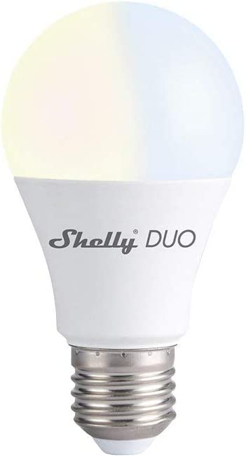 Shelly DUO, WLAN Lampe mit E27 Sockel warmweiß/kaltweiß - E27, 9 W, 800 lm, EEK F, dimmbar, Weiß [Energieklasse F] (Shelly DUO E27)