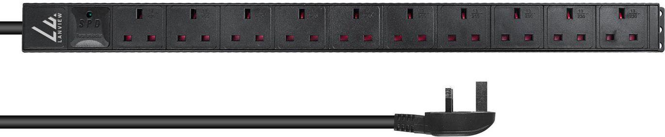Lanview LVR-3MUK-SPD-UK10 Stromverteilereinheit (PDU) 8 AC-Ausgänge 1.4U Schwarz (LVR-3MUK-SPD-UK10)