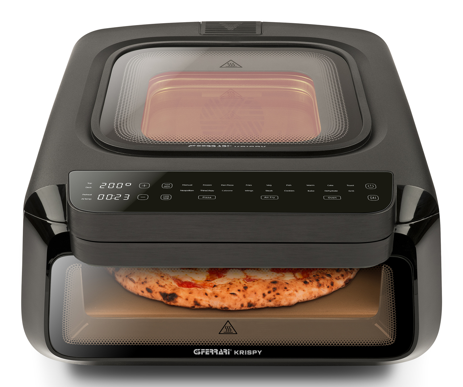 G3 Ferrari G10225 Krispy 3-in-1 Pizzaofen Heißluftfritteuse Grill 2100 W Schwarz