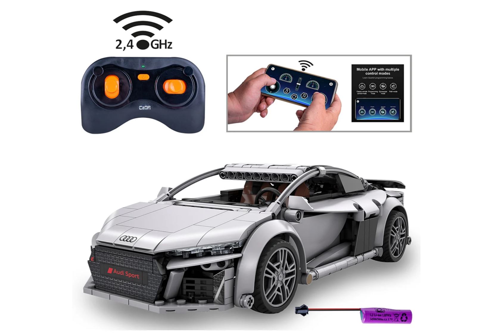 Jamara CaDA Audi R8 Coupé 1:14 grau 2,4 GHz RC-Sportwagen Elektromodell