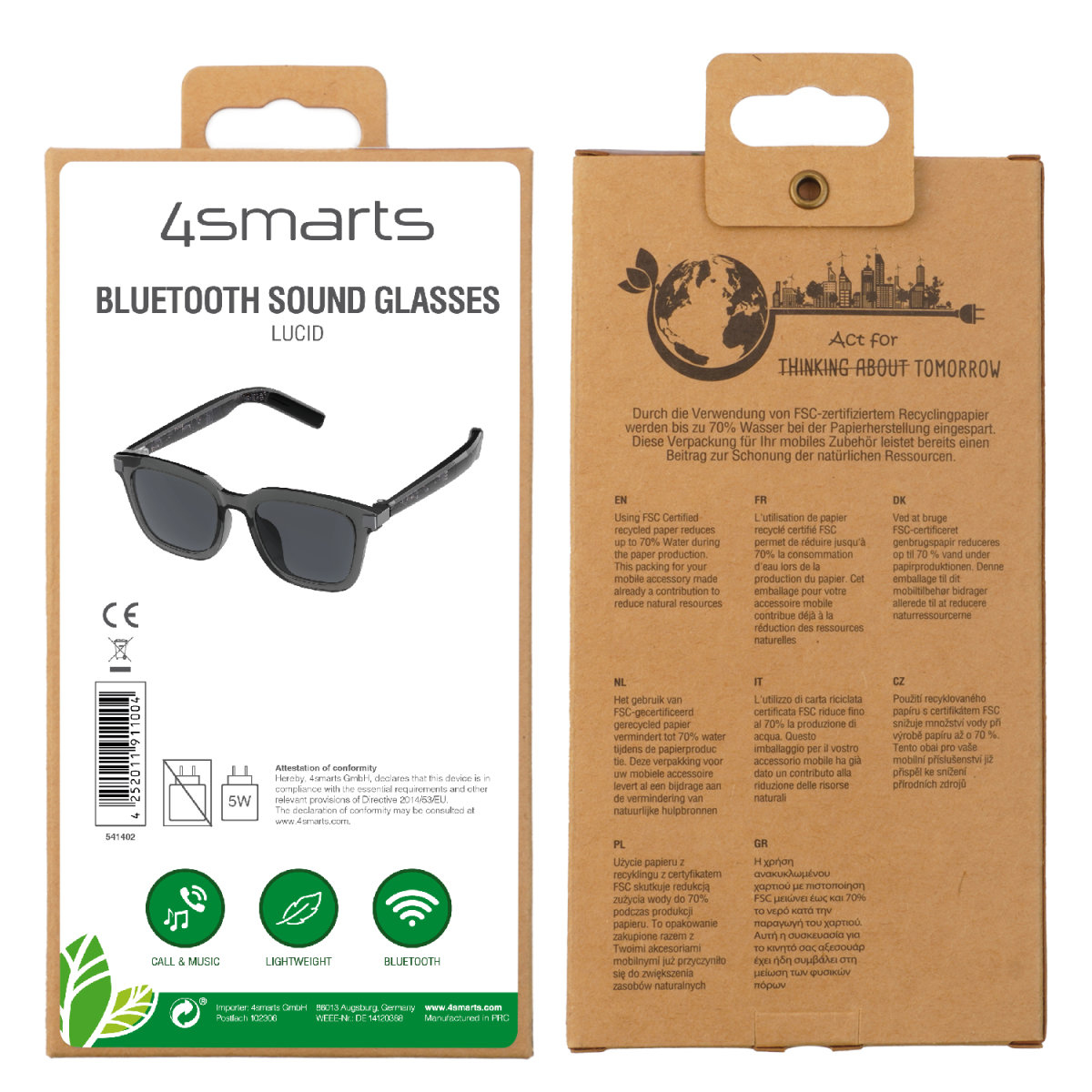 4smarts SoundGlasses Lucid Bluetooth Schwarz