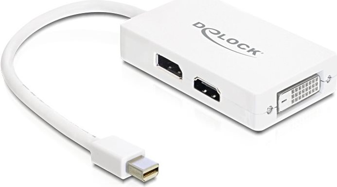 Delock Adapter mini DisplayPort 1.1 Stecker > VGA / HDMI / DVI Buchse Passiv weiß (62630)