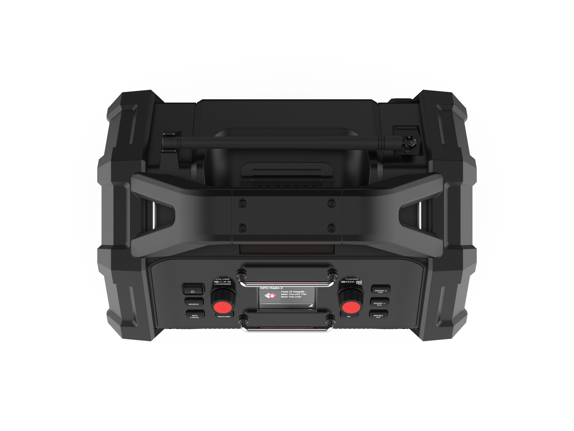 PerfectPro Rocktagon OCT-18V Baustellenradio DAB+ FM Bluetooth 30W IP65 Schwarz Rot