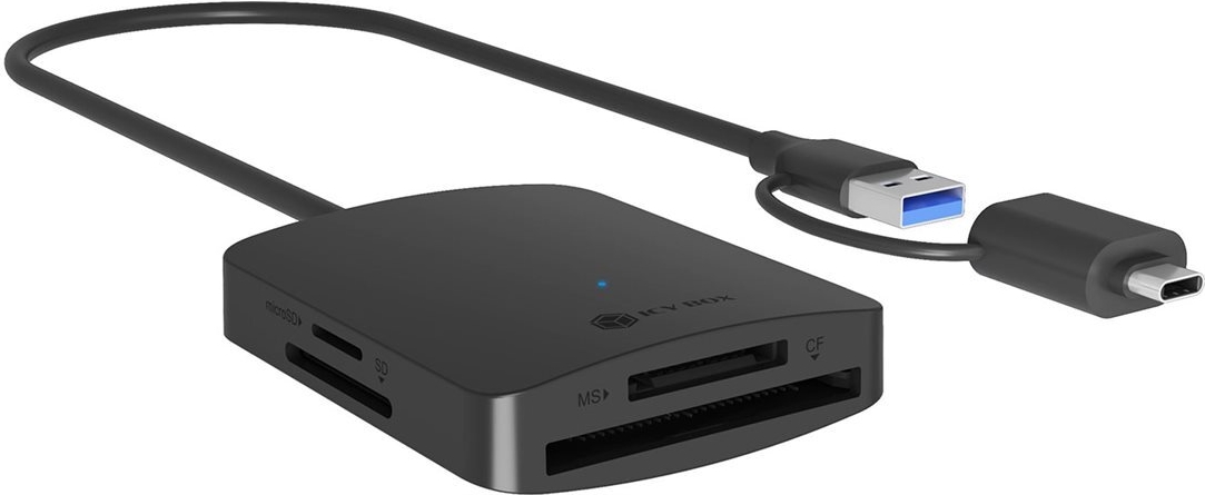 ICY BOX USB 3.2 Gen 1 Card Reader (CF,TF, SD, microSD), Type-C + A Hostanschluss 5 Gbit/s (61123)