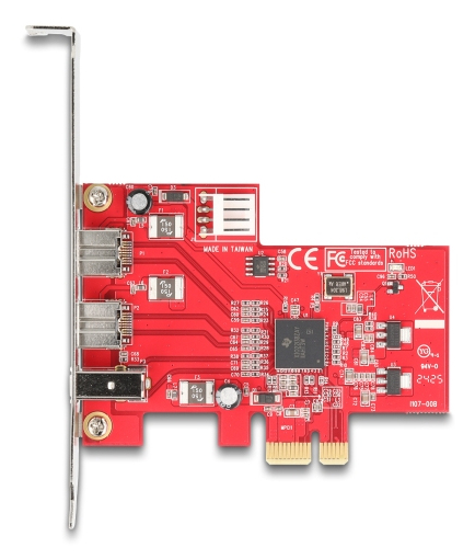 Delock FireWire-Adapter PCIe 1.1 x1 zu 2 x extern FireWire (1 x 9-polig, 1 x 6-polig) Low Profile