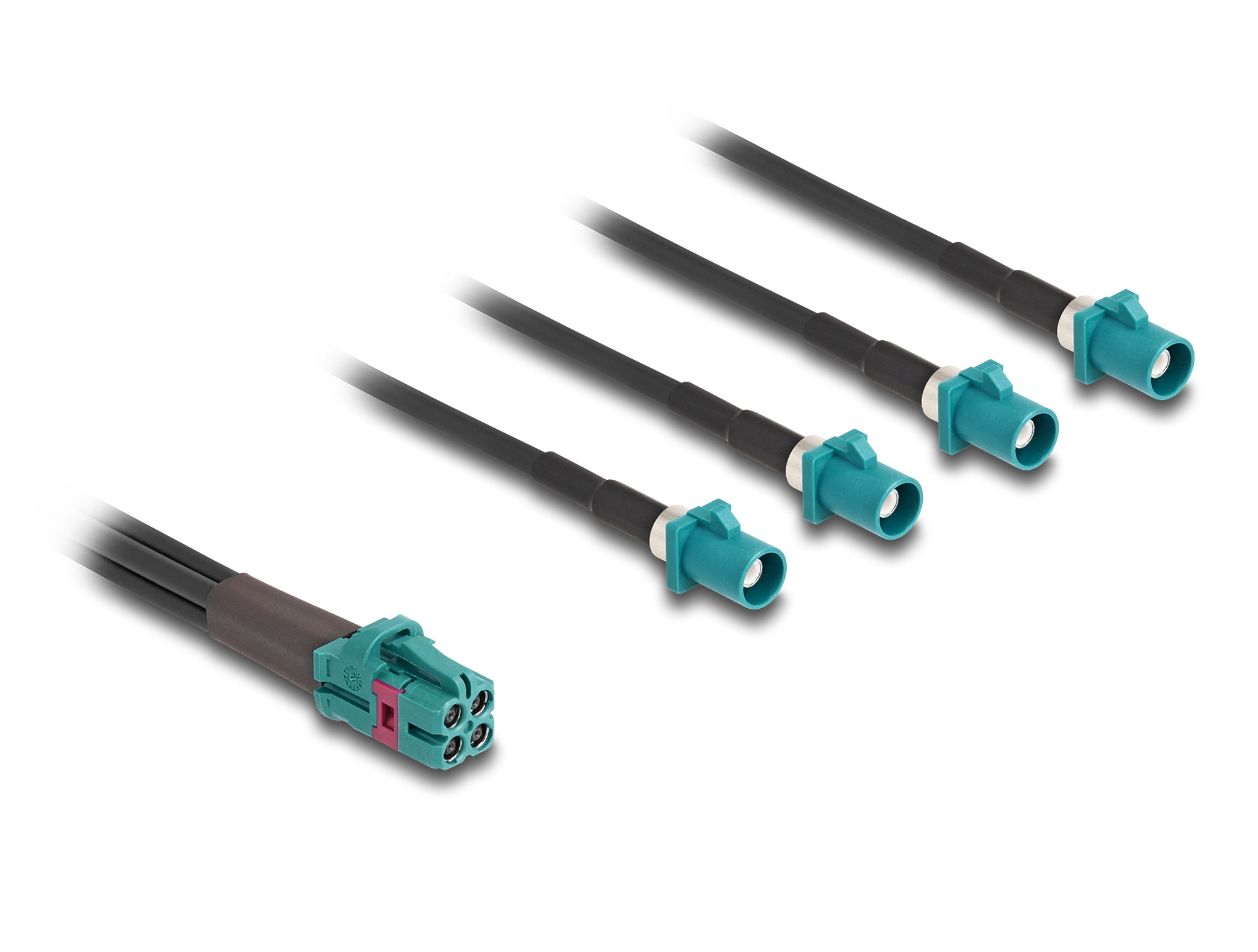 Delock 90141 Koaxialkabel 1 m Mini FAKRA Z zu 4 x FAKRA Z Schwarz, Blau