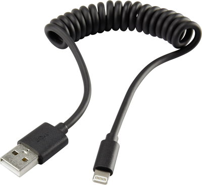 Renkforce USB-Kabel USB 2.0 USB-A Stecker, Apple Lightning Stecker 0.95 m Schwarz Spiralkabel RF-4087422 (RF-4087422)