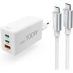 Hama Schnellladegerät mit Ladekabel USB-C, für Laptop, PD, 100 W, 1,5 m, Weiß (00200027)