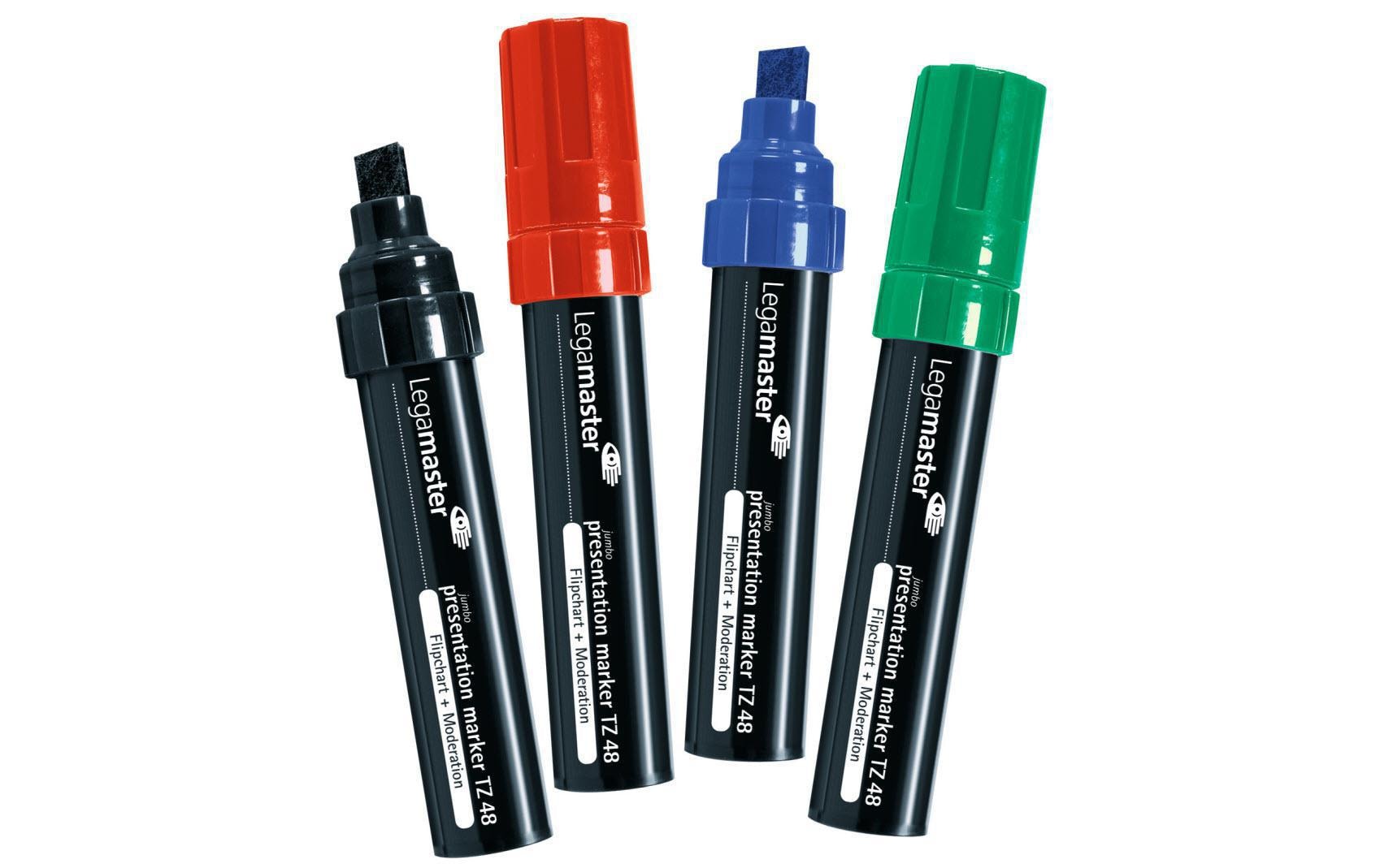 Legamaster TZ 48 JUMBO Präsentationsmarker 4 Stück Schwarz Blau Grün Rot
