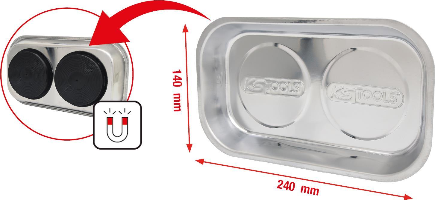 KS TOOLS Edelstahl Magnet-Teller, 140x240mm (800.0151)