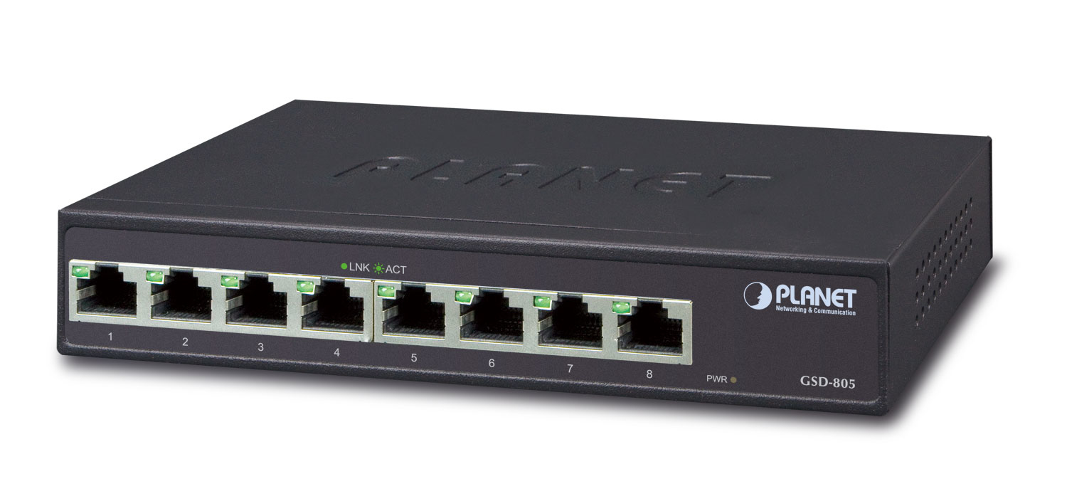 PLANET GSD-805 Unmanaged Switch 8-Port Gigabit Schwarz