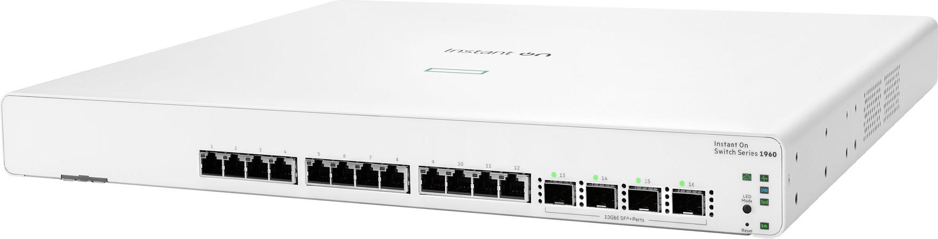 HPE Networking Instant On 1960 12XGT 4SFP+ Smart Managed Switch, 12x 10GBASE-T + 4x 10G SFP+, 1U Rack, Weiß