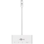 Goobay USB-C™ Multiport Adapter Card Reader, Weiß, 0.15 m - erweitert ein USB-C™ Gerät um drei USB 3.0 Anschlüsse sowie einen Kartenschacht für SD/MMC- und Micro SD-Karten (62097)