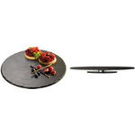 APS Naturschiefer-Tortenplatte, rund, anthrazit Materialstärke 6-9 mm, drehbarer Fuß, gebrochene Kanten, - 1 Stück (975)