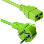 ACT Powercord mains connector CEE7/7 male (angled) - C19 green 0.60 m. Lengte: 0.6 m Powercord schuko-c19 grn 0.60m (AK5175)
