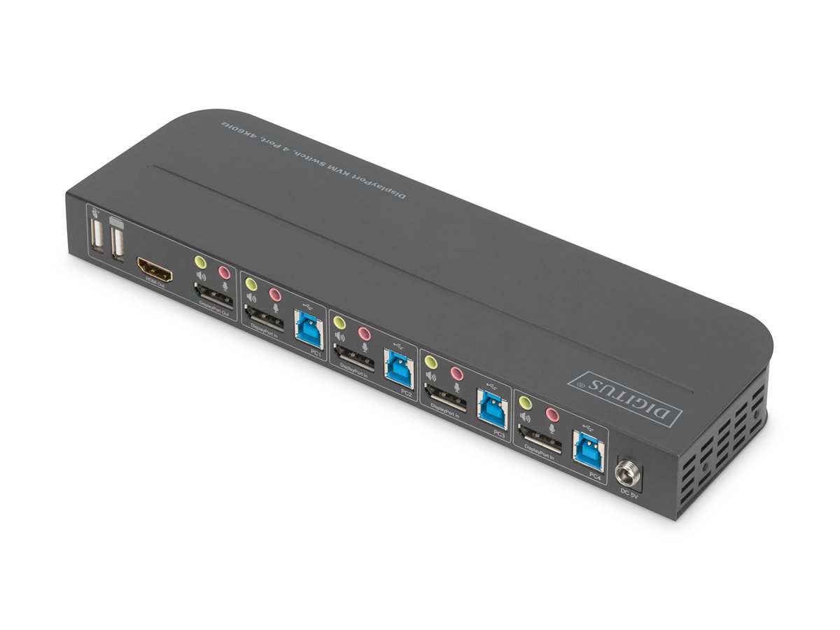 Digitus DS-12890 KVM-Switch 4-Port 4K60Hz Schwarz
