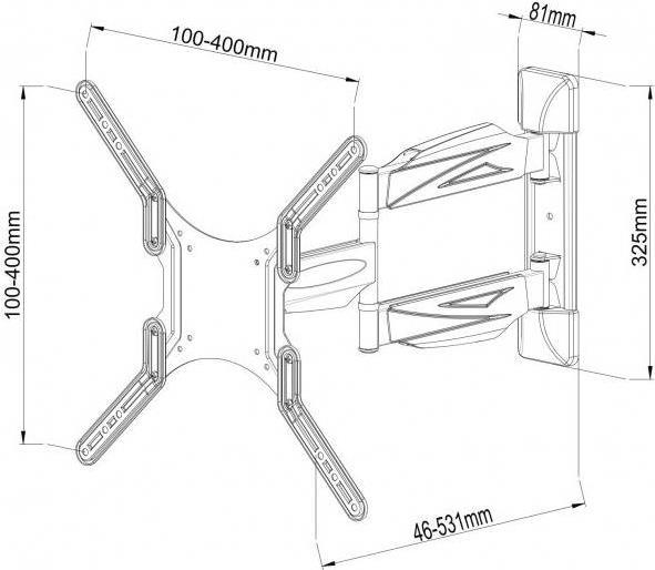 Wandhalterung für LCD TV LED 58,40cm (23")-55 FullMotion, schwarz, max. 30 kg Hersteller: Techly (ICA-PLB-171M)