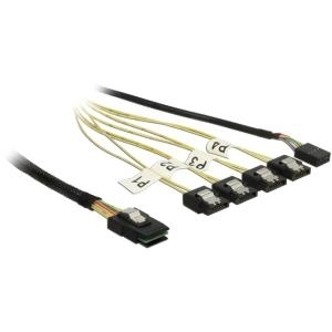 Delock Kabel Mini SAS SFF-8087 > 4 x SATA 7 Pin Reverse + Sideband 0,5 m (83318)