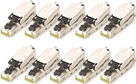 DIGITUS CAT 6A Feldstecker, STP mit Staubschutzkappe, Knickschutz - 10 Stk. (DN-93631-10)