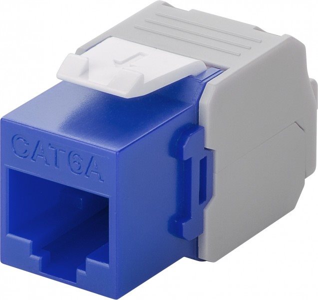 Wentronic Goobay CAT 6a KeyStone RJ45 Jack,ungeschirmt, 500MHz, Blau-Weiß (90688)