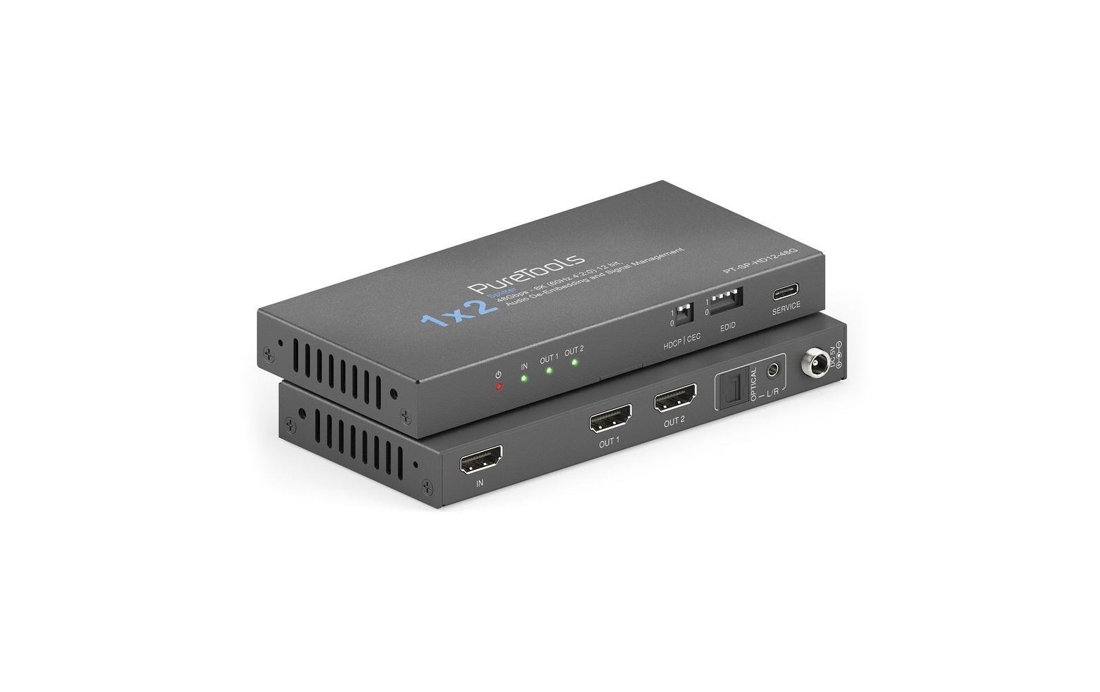 PureLink PureTools PT-SP-HD12-48G HDMI 2.1 Splitter 1x2 8K 60Hz 4:2:0 48 Gbps Schwarz