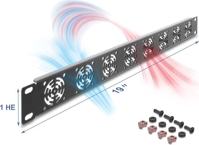 Delock 19? 1 HE Rackblende für 8 Lüfter 40 x 40 mm dunkelgrau (67414)