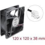 Delock Axiallüfter 48 V DC, 120 x 120 x 38 mm mit 2 Pin Lüfteranschluss schwarz (67449)