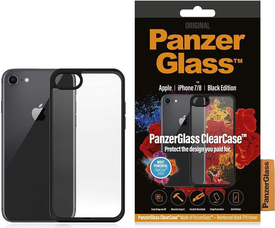 PanzerGlass ClearCase - Black Edition - hintere Abdeckung für Mobiltelefon - Temperglas, Thermoplastisches Polyurethan (TPU) - Schwarz - für Apple iPhone 7, 8, SE (2. Generation) (0227)