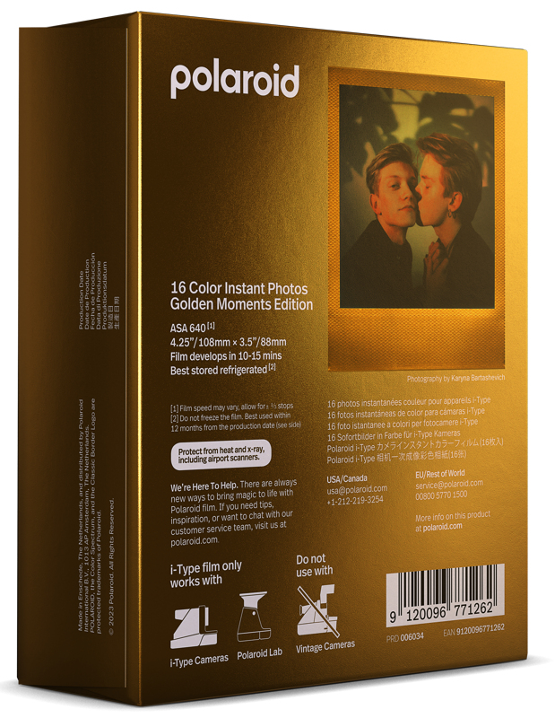 Polaroid i-Type Golden Moments Edition Sofortbild-Farbfilm 16 Aufnahmen Gold