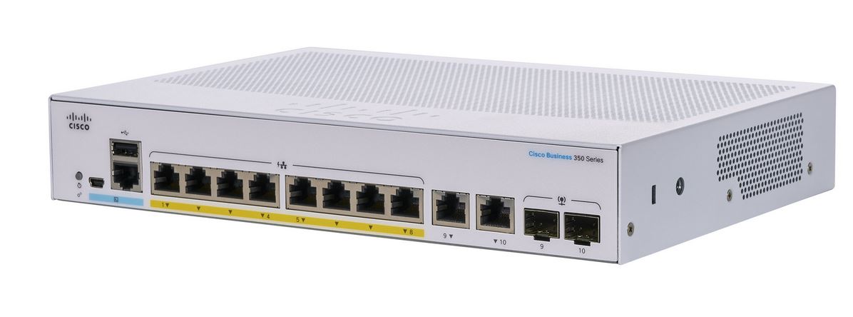 Cisco Business CBS350-8P-E-2G Managed Switch | 8 GE-Ports | PoE | Ext. Netzteil | 2 x 1G-Combo-Ports | Begrenzter Lebenszeitschutz (CBS350-8P-E-2G)